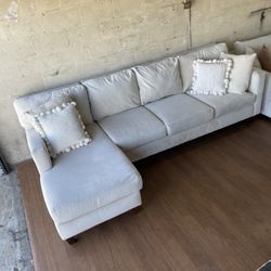 Oversized Beige L-Sectional Sofa Couch 