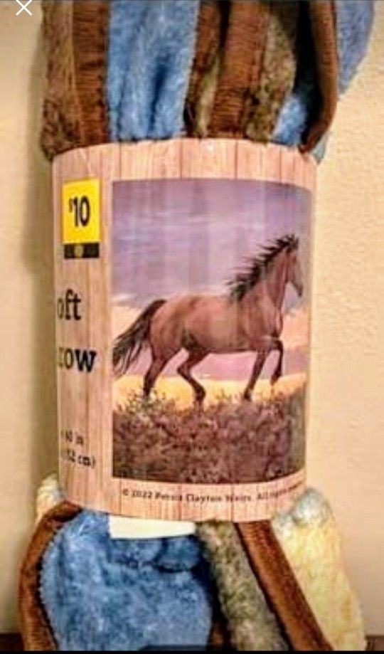 (2) NEW Soft Throw Blankets- Horse & Fox, 50" X 60", Orig NEW EACH $10, SELL BOTH $15 OR EACH $8