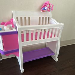 American Plastic Toys Kids My Very Own Nursery Baby Doll Playset with Crib, Feeding Station, Sink, Storage and Starry Night Mobile, Pink 