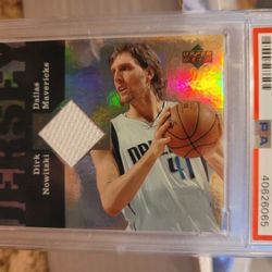 2006 U.D. RESERVE DIRK NOWITZKI GAME JERSEY PSA 9. SELLING FOR JUST $85.00 OR BEST OFFER.