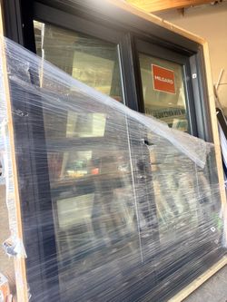 Milgard double French door black bean finish 70 1/4 x 79 1/2