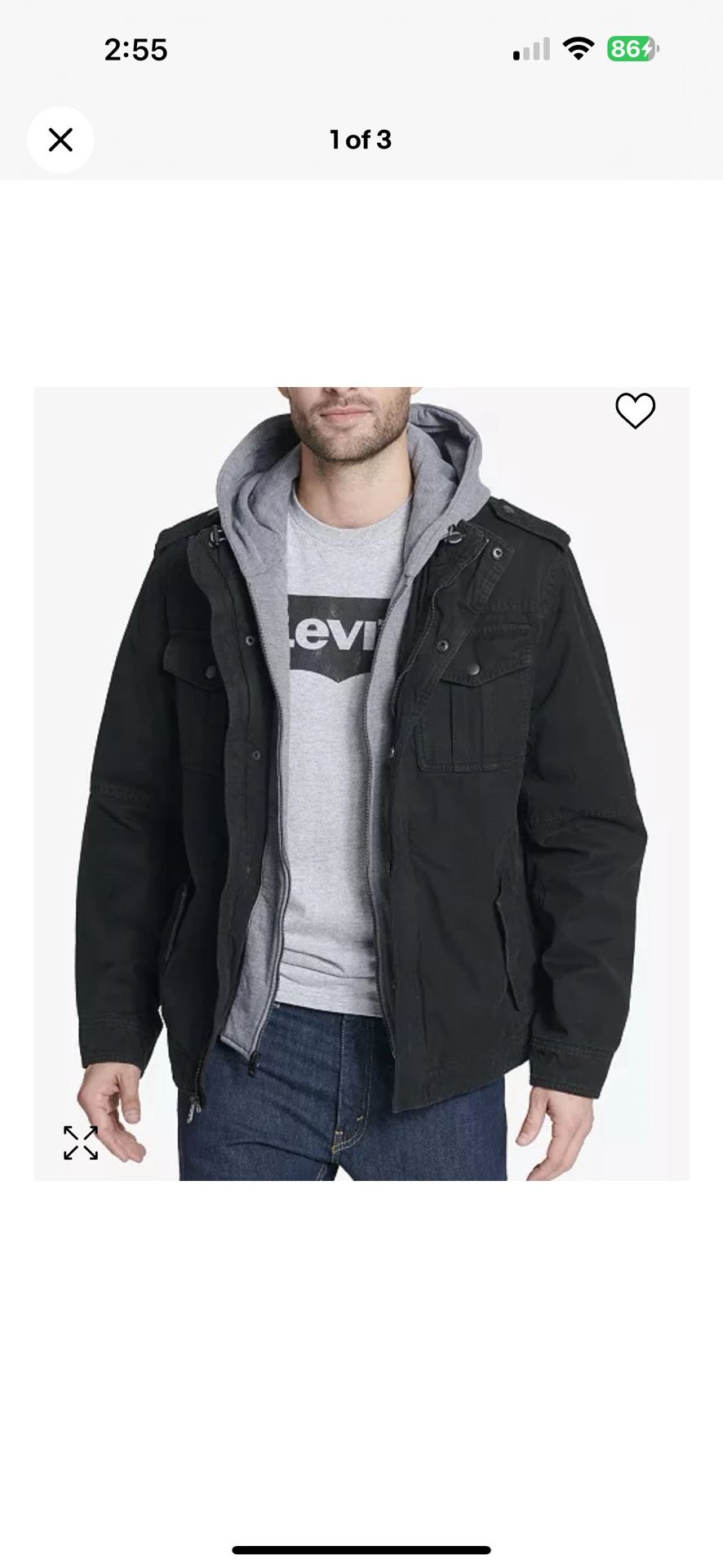 Brand New Men’s Large Black Levi Jacket