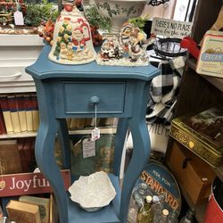 Refinished Vintage Bombay Side Table w/ Drawer & Low Shelf