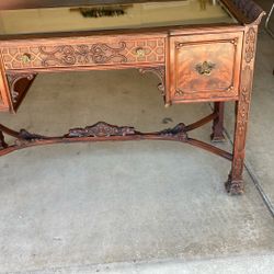 Antique Decorative Desk/Buffet With Mirror Top