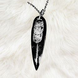 Genuine Fossilized Orthoceras Pendant with Stainless Steel Necklace