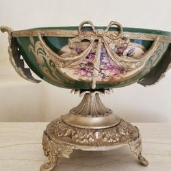 Antique Footed dish With Broze Base
