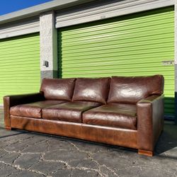 Restoration Hardware Leather Down Filled Sofa Couch