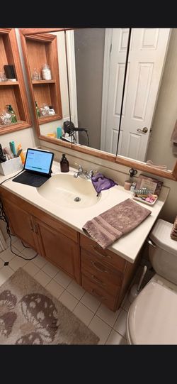 Vanity Cabinet With Counter Top,  Faucet And Mirror Cabinet  all for 140.00