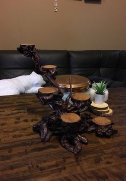 6 tier wooden candle holder.