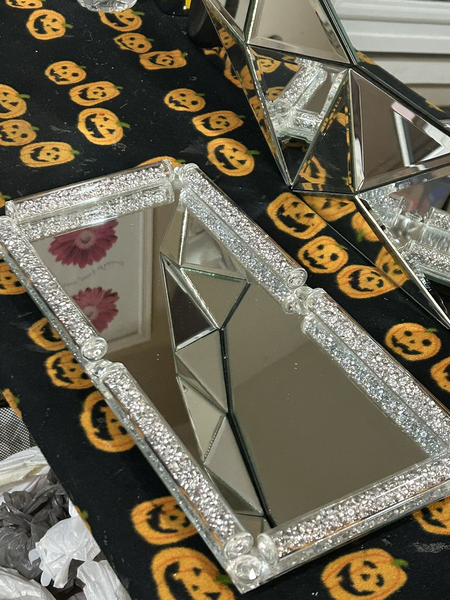 Gorgeous Diamond Mirrored Vanity Tray 15x7