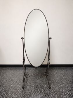 Oversized Oval Floor Mirror with Metal Stand – 73” Tall