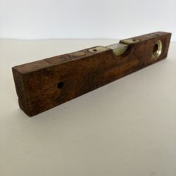 Vintage 12" Wood and Brass Spirit Level - Antique Carpenter Tool - 12x2x1" 