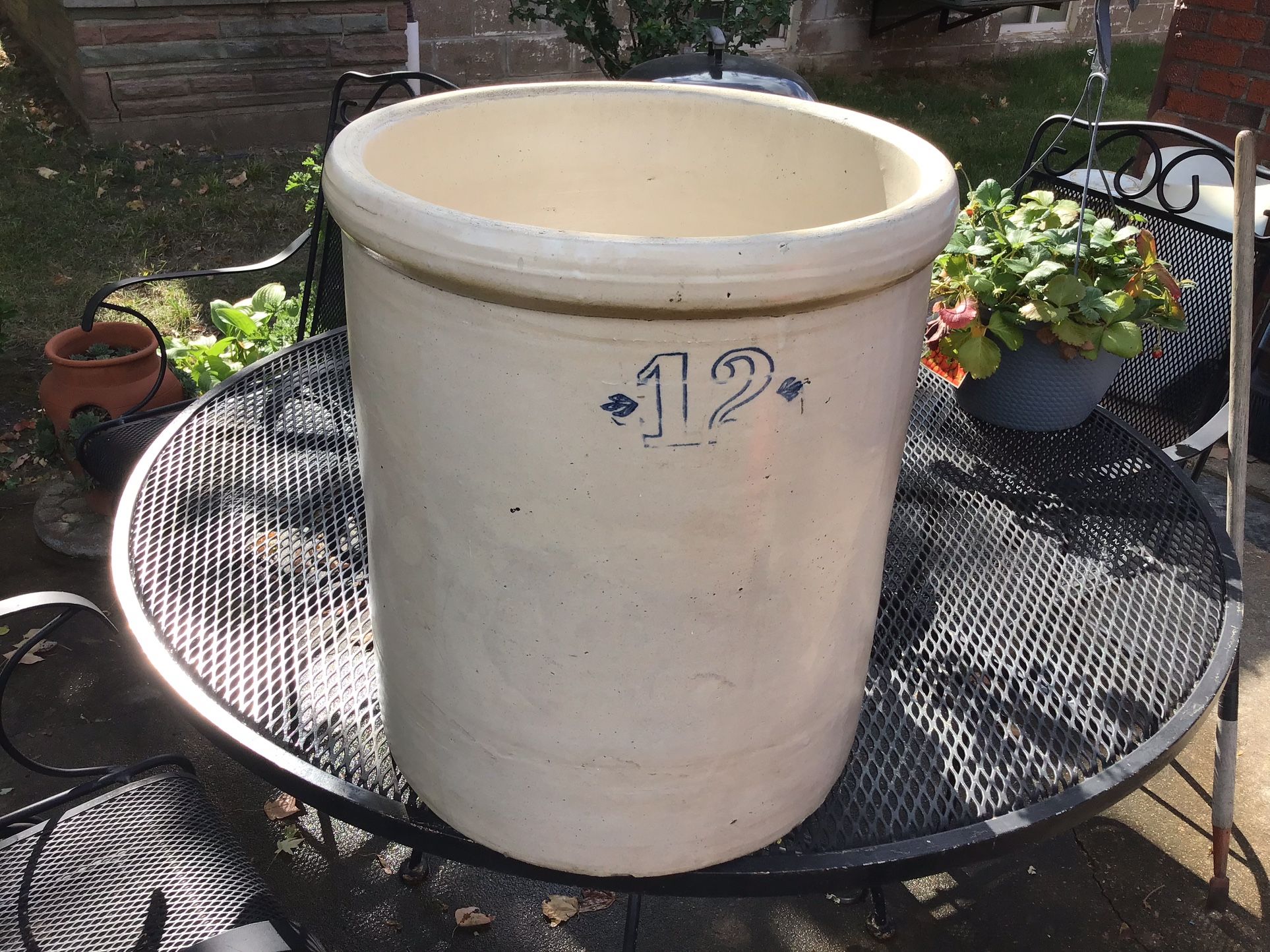 12 gallon, glazed crock good condition