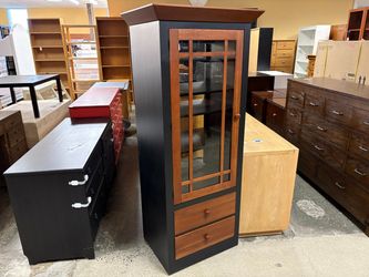 ETHAN ALLEN Impressions Black & Brown Media Cabinet