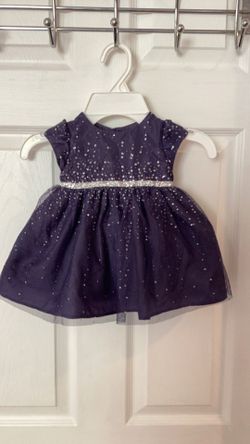 Cherokee Baby Girl Navy Silver Sparkle Sleeveless Party Holiday Dress Sz 3 Month