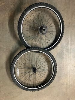 26" Mountain Bike Wheelset – Tires, Tubes & Shimano 7-Speed Freewheel