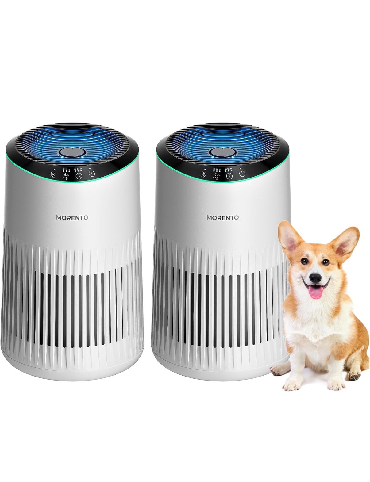 Air Purifiers for Bedroom Home with Sleep Mode for Smoke Pet Dander Odors, Small Air Purifier with Fragrance Sponge, Blue Ambient Light, 23dB Quiet, M