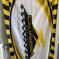 Vintage California Speedway NASCAR INDY Flag. Black/ Yellow/White