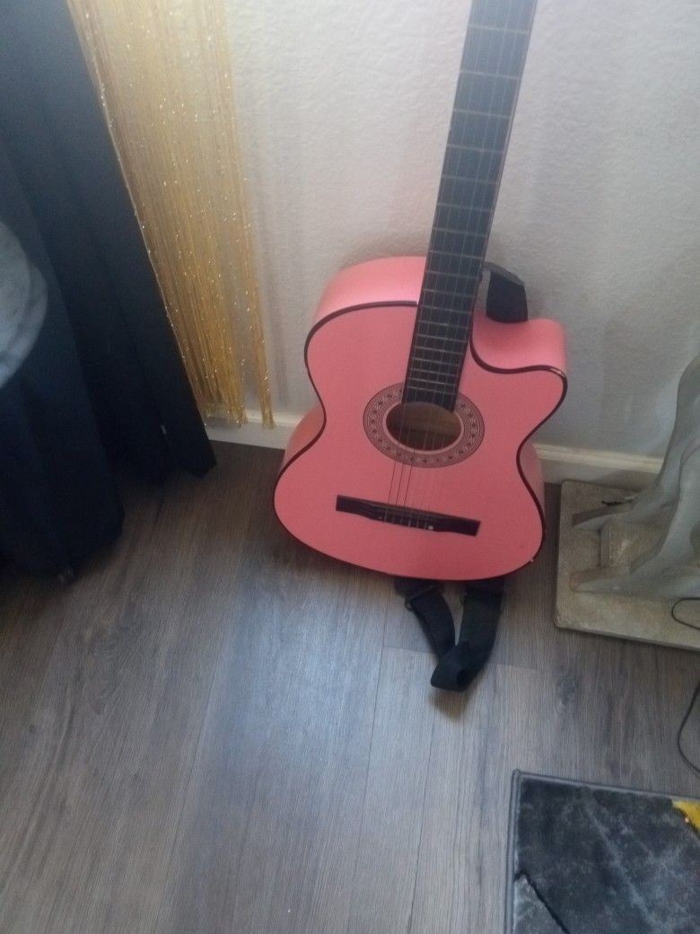 Pink Acoustic Guitar