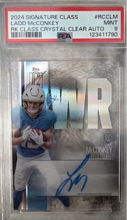 2024 Topps Ladd McConkey RK Class Crystal Clear Auto PSA 9