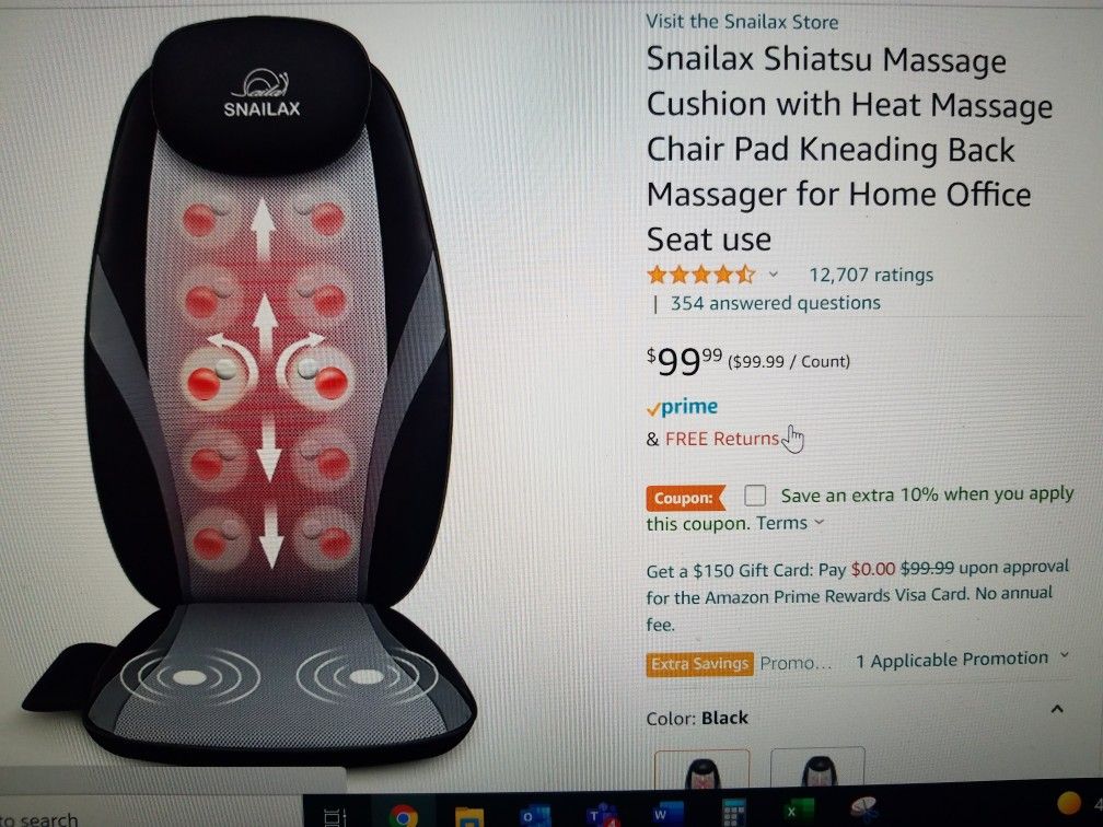 New Snailax Shiatsu Back Massager - Main Image