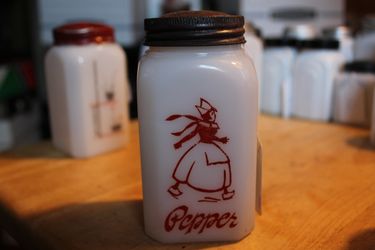 Hazel Atlas "Dutch Skater" Milk Glass Pepper Shaker