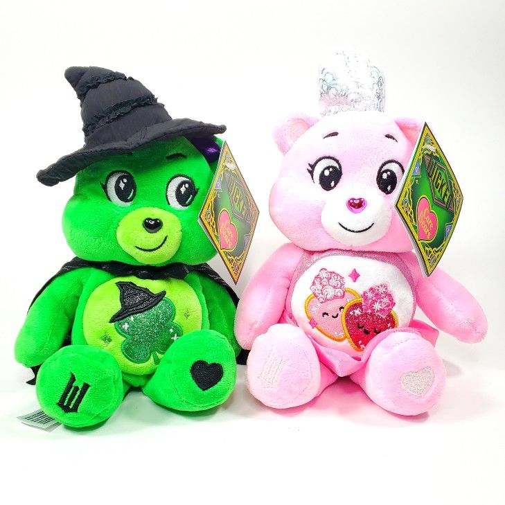 NEW 2025 Wicked X Care Bears Elphaba and Glinda (Good Luck & Love A Lot Bear)