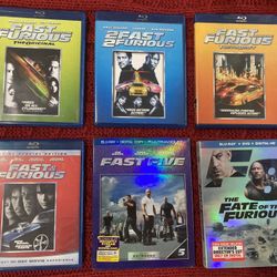Fast and the Furious Blu-rays 1,2,3,4,5 & 8