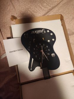 Guitar-Shaped Vinyl Record Wall Clock