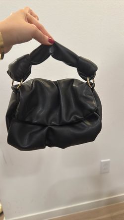 Anthropologie Black Ruched Puffy Handbag