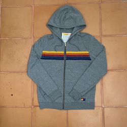 Aviator Nation Unisex Zip Up 5 Stripes Hoodie Size Large Made In California USA 