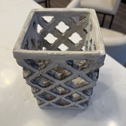 Cement decorate candle holder 