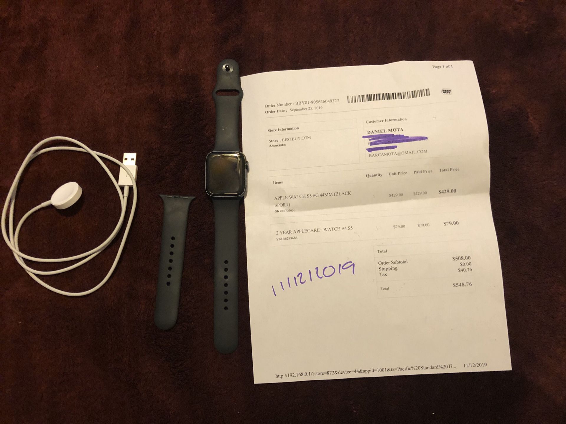 Apple Watch series 5 44MM GPS 2 years apple warranty