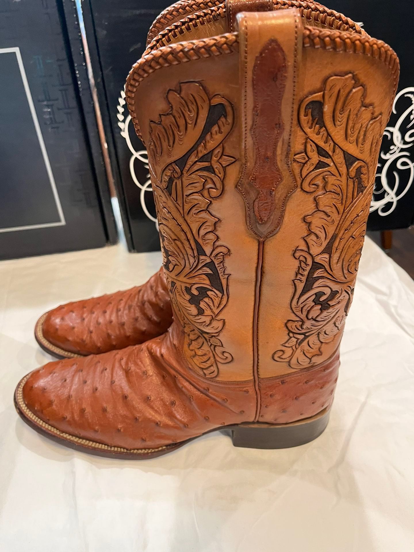 Black Jack Ostrich HandTooled Boots for Sale in Pearland, TX OfferUp