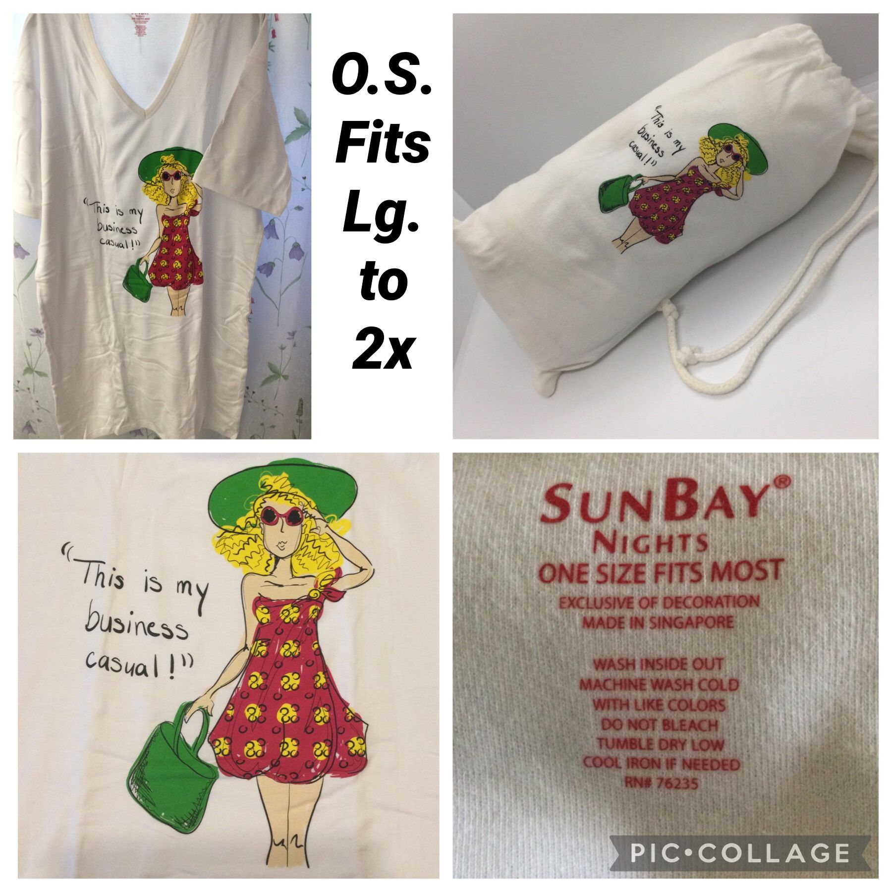 Women’s Night Shirt Or Beach Coverup, Incl. Bag, Heavy Quality 