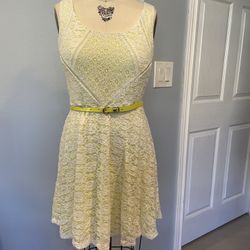 Candies Lace Dress In Lime Green And White -Size Medium- Brand New