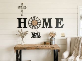 Moving Sale! Large HOME Wall Sign with Clock