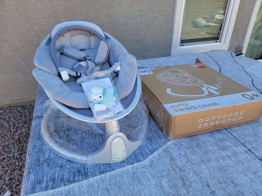 BabyBond Baby Swings for Infants, Bluetooth,Swing with 10 Preset Lullabies, 5 Point Harness,Aluminum