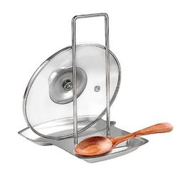 Stainless Steel Spoon Rest with Lid Holder or, Pan Pot Cover Lid Rack, Heat-Resistant, Stainless Steel Home Kitchen Utensils HoldersSpoon and Lid Rest