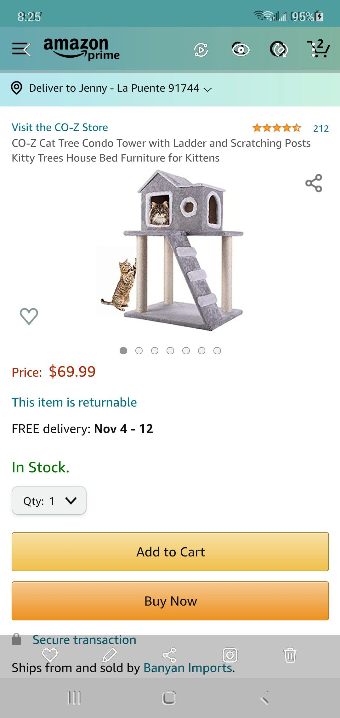 Brand new co-z cat tree condo w/ladder and scratching posts kitty trees house bed furniture for kittens