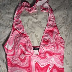 Pink W design Halter Top 