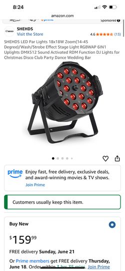 LED Par Lights 18x18W Zoom(14-45 Degree)/Wash/Strobe Effect Stage Light RGBWAP 6IN1 Uplights DMX512 Sound Activated RDM Function DJ Lights for Christm