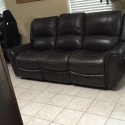 Brown Leather Sofa With Electric Recliners Bought From Mor Furniture For $1,000 Two Years Ago In Excellent Condition 