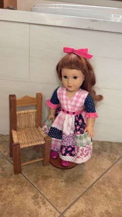 Handmade Patchwork Doll Dress for 18" Dolls | Pink Floral & Gingham Outfit