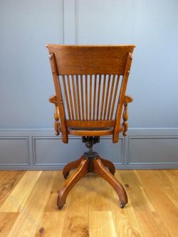 Antique 1888 Oak Swivel Office Chair (Johnson Chair Co.)