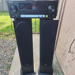 Pioneer Tower Speakers And Pioneer Receiver 