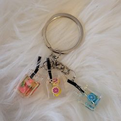 Glass Keychain fruit juice juice glass punch Set 3 Fruit Pendants