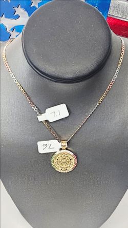 14k Solid 24inch 3.2mm Chain And 14k Cz Pendant