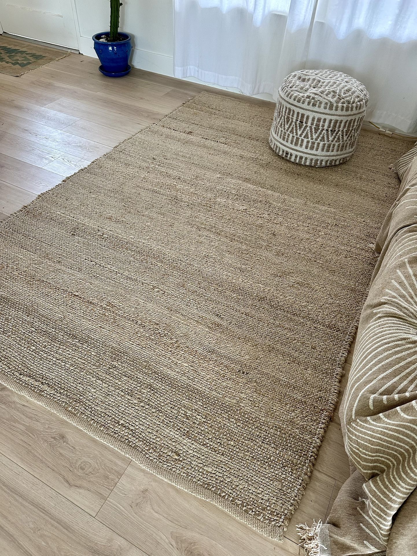 Natural Woven Jute And Cotton Reversible Rug
