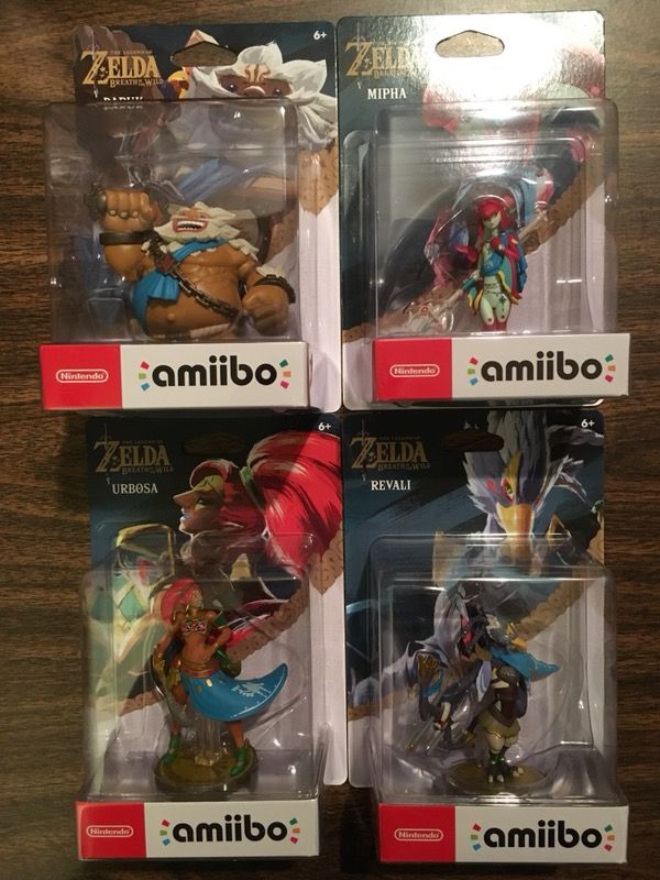 The Legend of Zelda Breath of the Wild Champion Amiibo Set - Daruk, Mipha, Revali, & Urbosa MINT BOXES